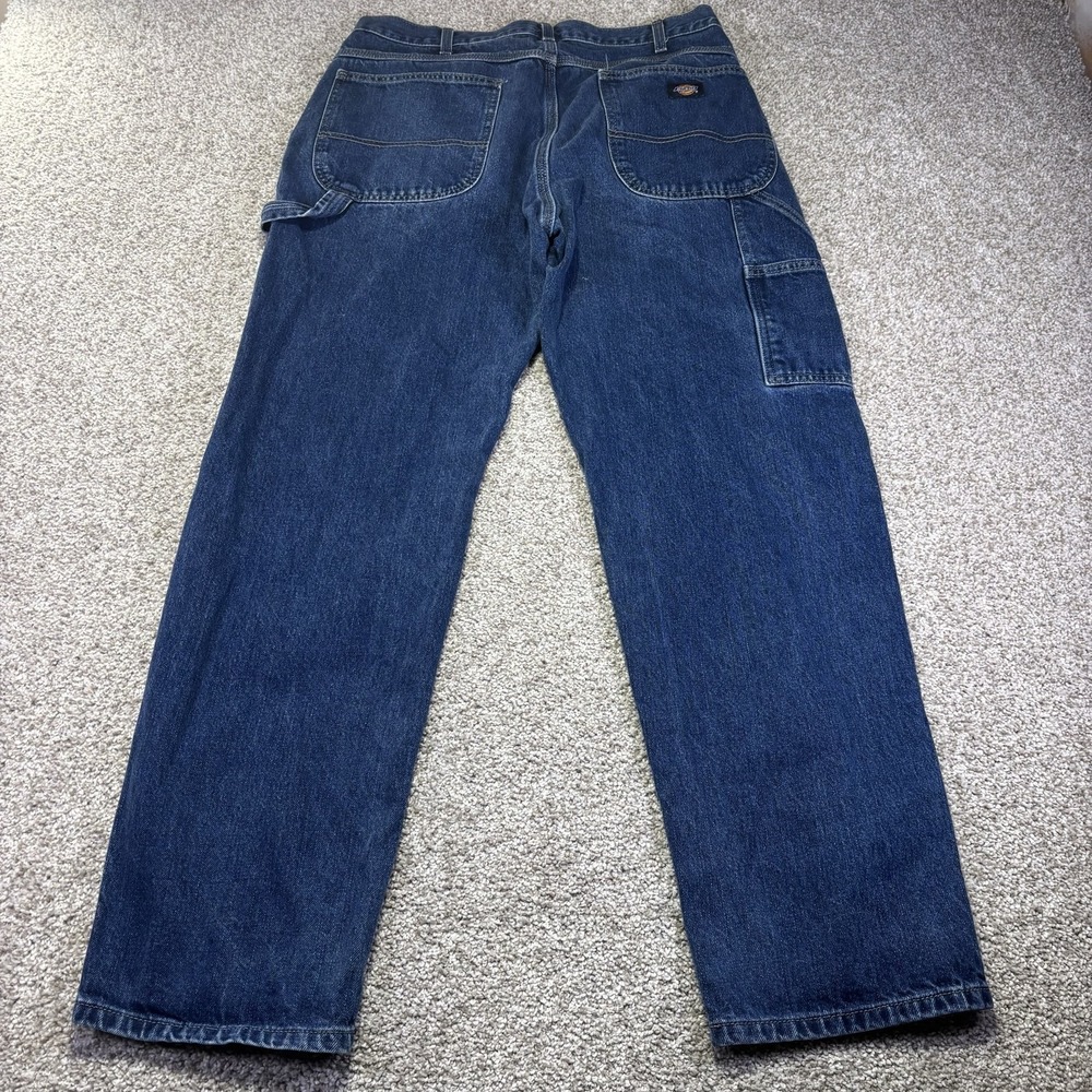 Dickies Carpenter Jeans Mens 34x32 Blue Med Wash Relaxed Straight Denim Pants